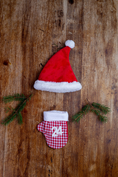 圣诞装饰平铺。圣诞节的背景图片下载