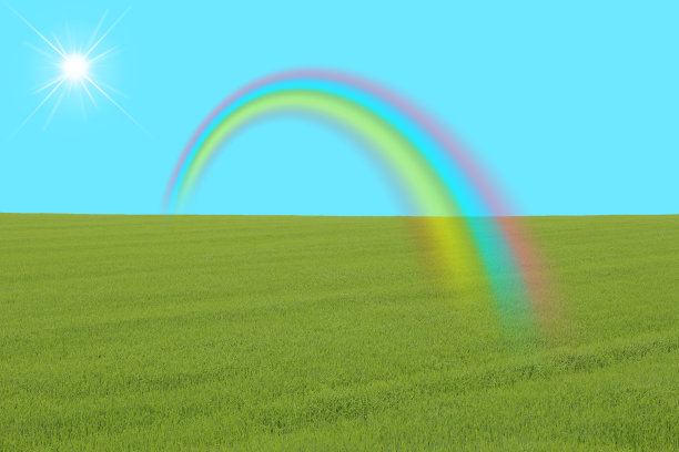 彩虹，阳光和草原图片下载