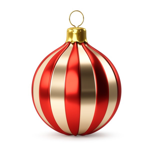 3D渲染金色红色圣诞球在白色的背景图片下载