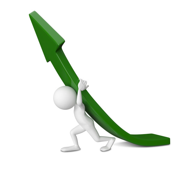 三维插画抽象的人提出绿箭图片下载