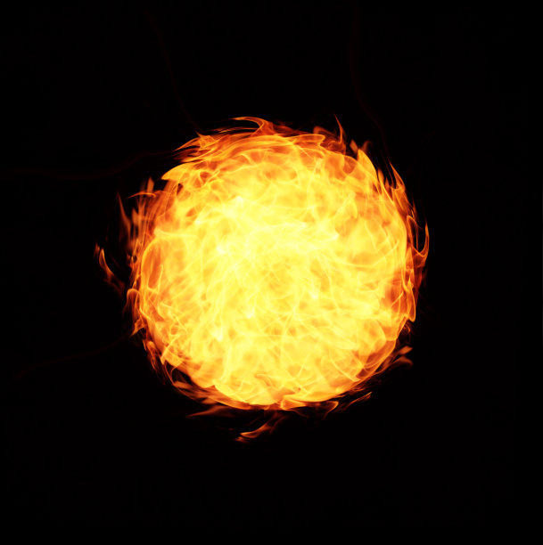 抽象的球火火焰在黑色的背景图片下载
