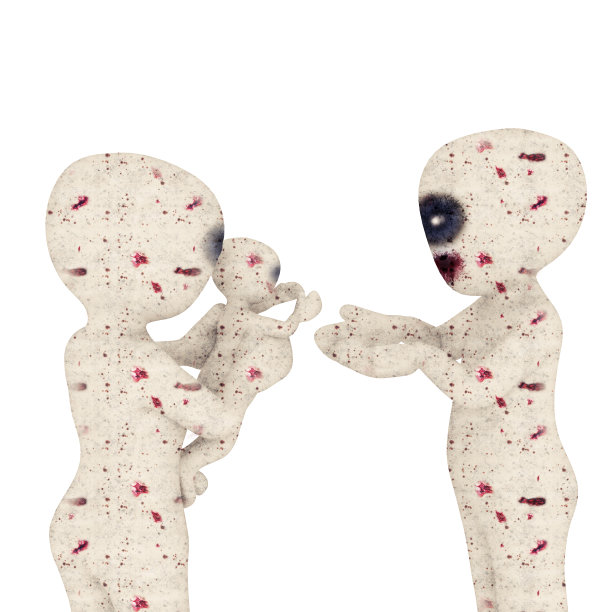 3D男人僵尸与妻子和孩子图片下载