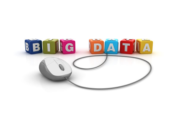 大数据流行语立方体与计算机鼠标- 3D渲染图片下载