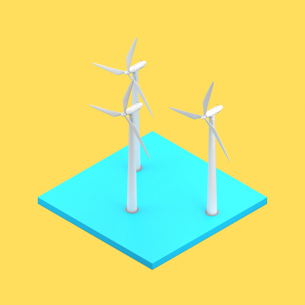 风力涡轮机与等距视图。孤立。图片下载