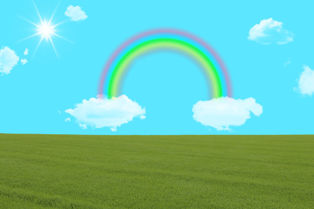 彩虹、云和草原图片下载
