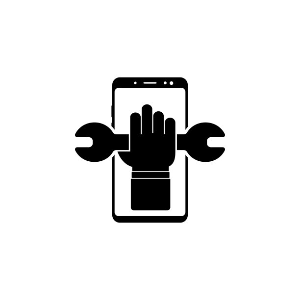 智能手机，手，扳手矢量图标的网站和移动极简平面设计图片下载