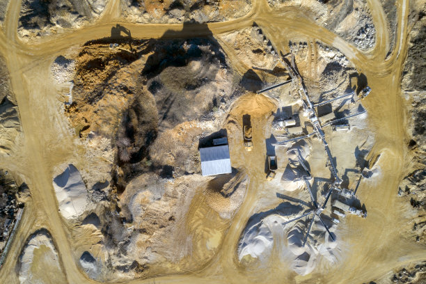 碎石和沙坑，鸟瞰图图片下载