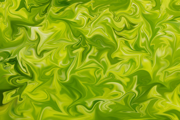 用石灰、黄绿色和黄色的图形色彩艺术形式将抽象图案液化。数字背景与液化流。图片下载