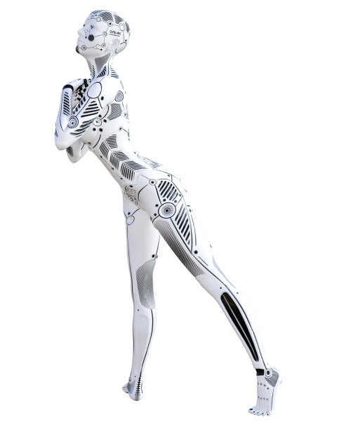 女人的机器人。金属机器人。人工智能。图片下载