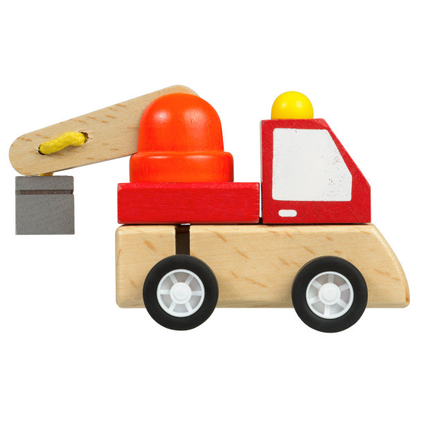 木制玩具起重机孤立在白色图片下载