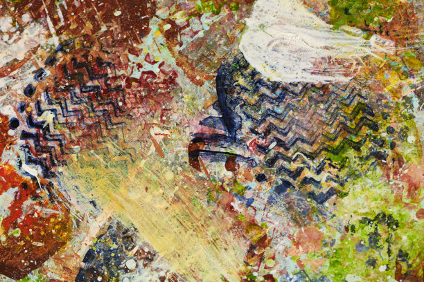 色彩斑斓的足迹绘画图片下载