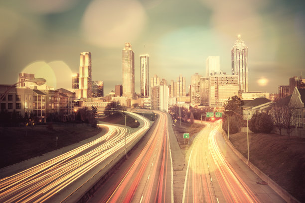 复古风格的亚特兰大天际线图像图片下载