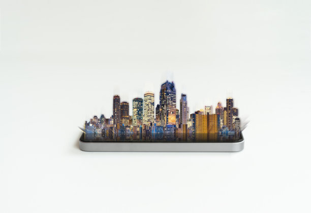 移动智能手机和建筑全息技术。增强现实技术、智慧城市创新和建筑技术图片下载