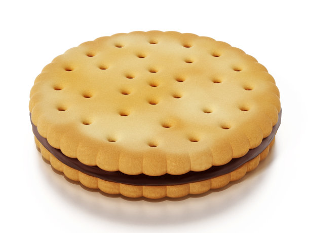三明治曲奇孤立在白色。图片下载