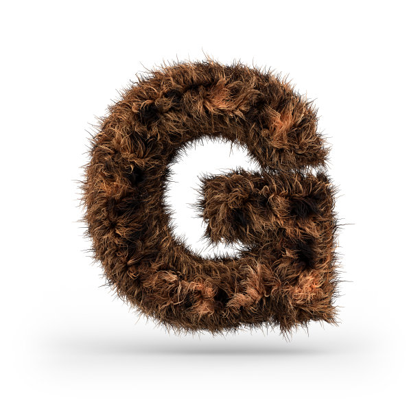 大写毛茸茸的字体。字母g . 3 d图片下载