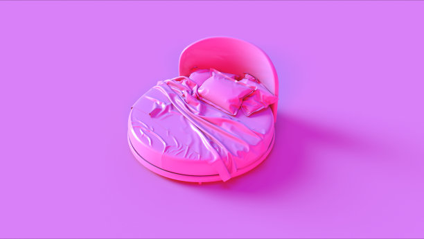 粉红色的圆床图片下载