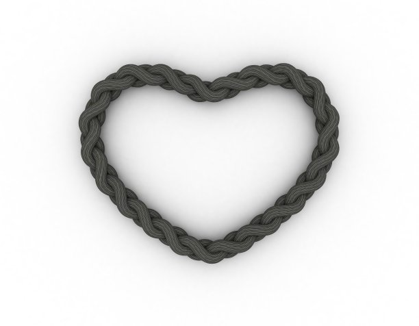心形的编织框架。孤立在白色背景上。图片下载