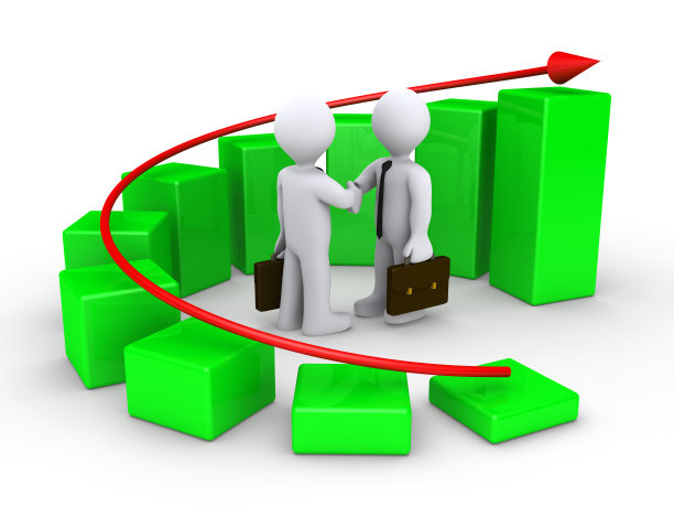 商人们握着一个圆形的图表图片下载