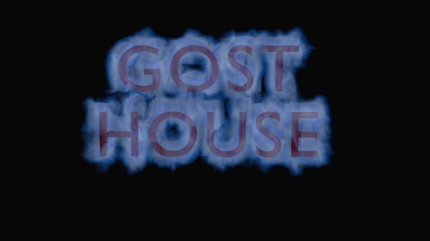 文字“GHOST HOSE”，字母周围有蓝色烟雾。3 d渲染。图片下载