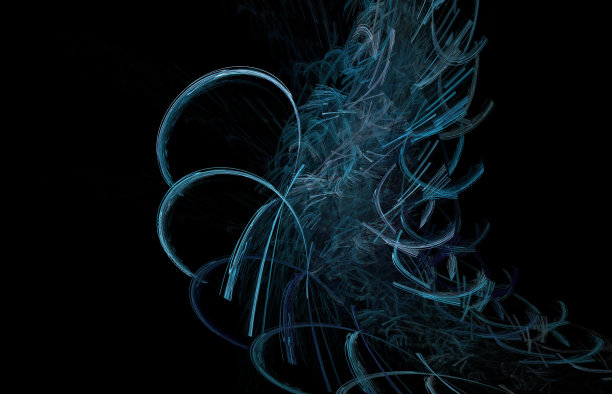 白色蓝色分形图案上的黑色背景。数字艺术。3 d渲染。计算机生成图像。图片下载