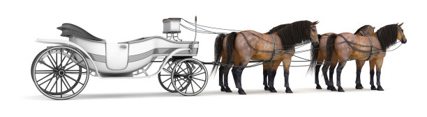 四匹马套在敞篷马车上。图片下载