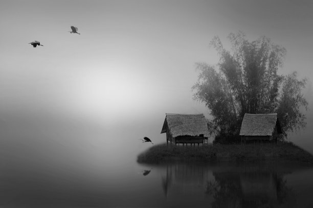 小岛上有一对小房子图片下载