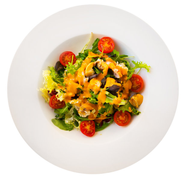 美味的沙拉配海鲜鸡尾酒图片下载