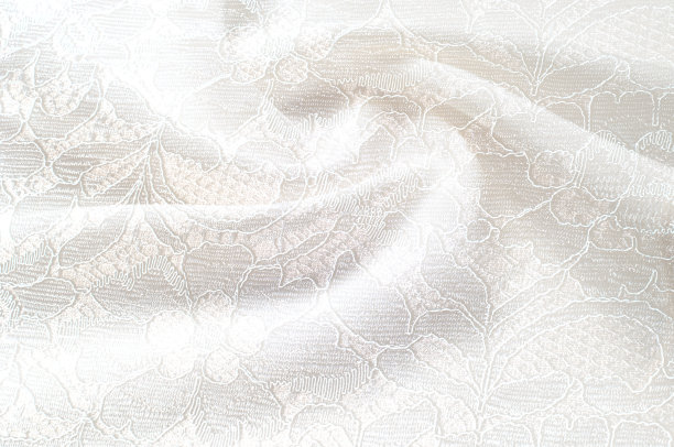 纹理背景图像，白色背景带花边花。纹理背景图案。花边的白色织物。白色饰品，婚纱面料上的刺绣，明信片，照片墙纸，海报，图片下载