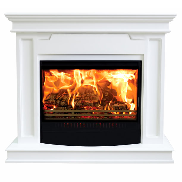 燃烧的燃气壁炉孤立在白色背景图片下载