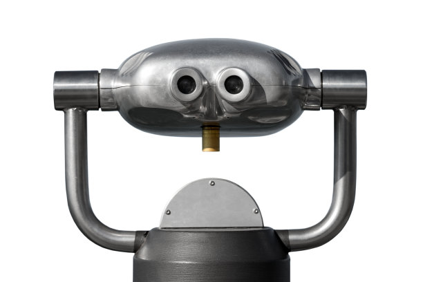 硬币操作的双筒望远镜孤立的白色背景图片下载