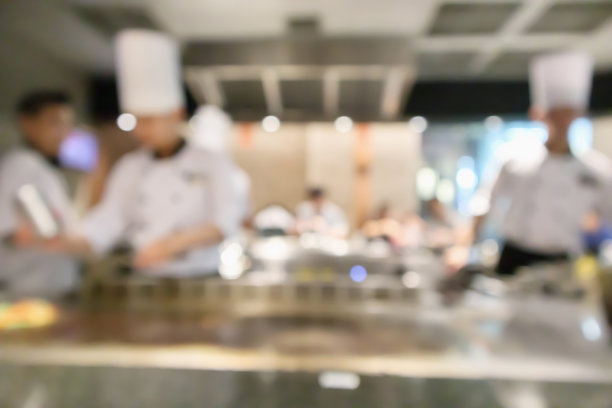 厨师烹饪餐厅厨房模糊散焦背景图片下载