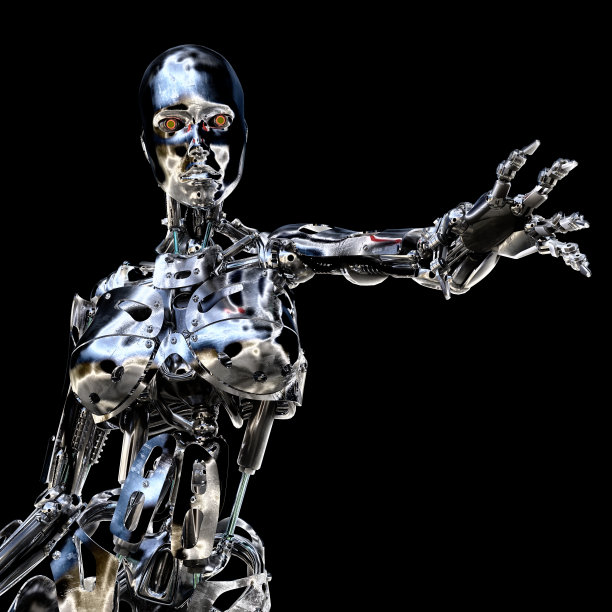 一个女性电子人的3D插图图片下载