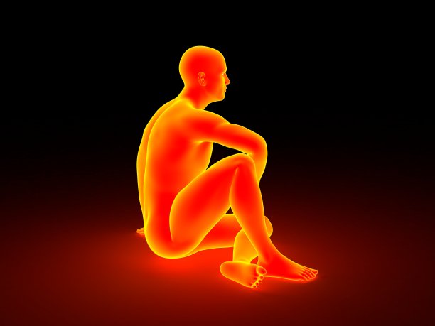 坐在地上的人。3 d渲染插图。亮度的影响图片下载