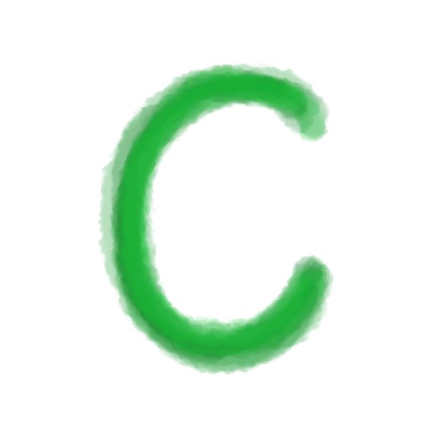 拉丁字母表中的字母“C”是用水彩画的。图片下载