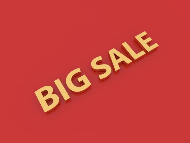 红色背景上的大拍卖题词。图片下载