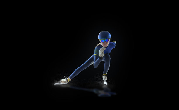短道速滑孤立在黑色图片下载