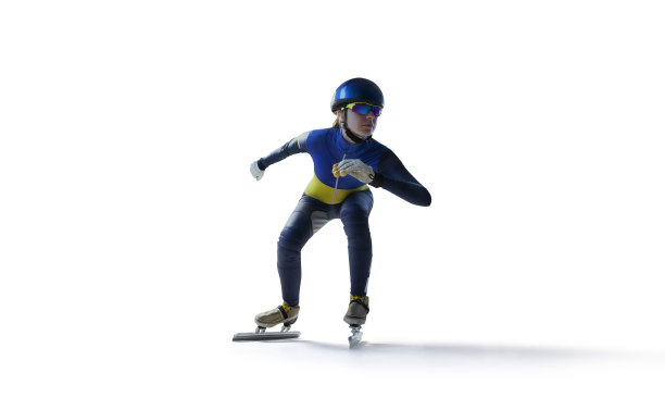 短道速度滑冰孤立在白色图片下载