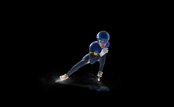 短道速滑孤立在黑色图片下载