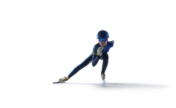 短道速度滑冰孤立在白色图片下载