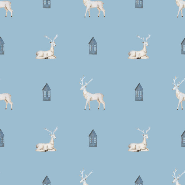 美丽的收集斯堪的纳维亚精致水彩图案。图片下载