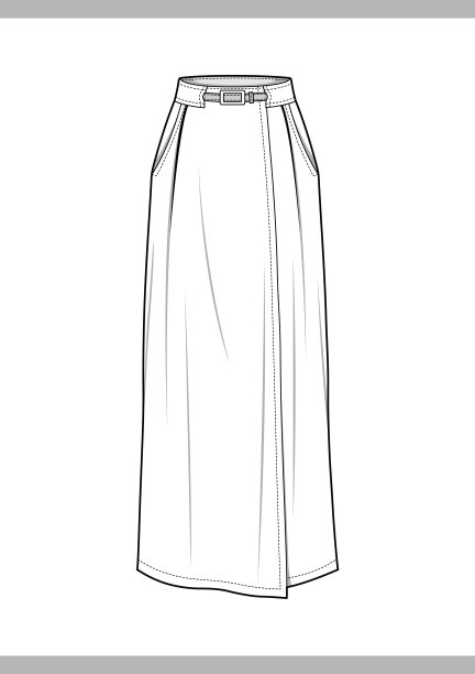 裙子时尚技术图纸矢量模板图片下载