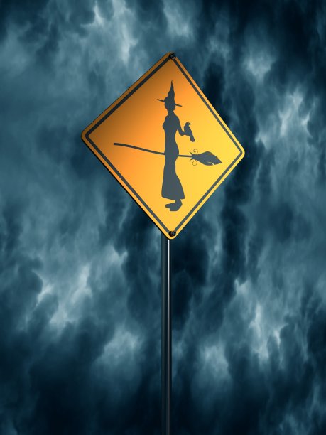 黄色的路标。万圣节图片下载