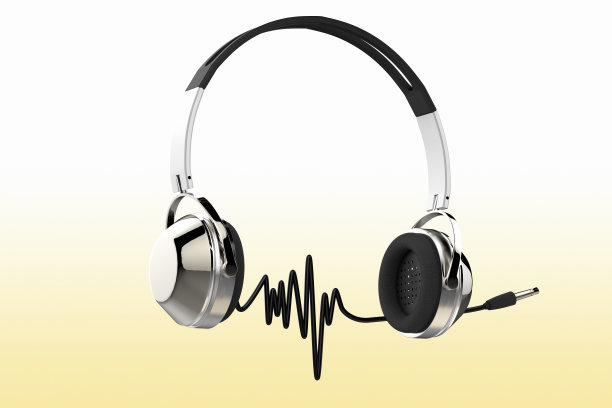 专业耳机，音频线形成声波图片下载