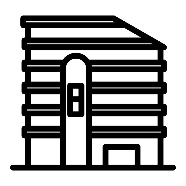 高层建筑平屋顶线条图标。商业中心矢量插图孤立在白色。公寓轮廓风格设计，为网页和应用设计。Eps 10。图片下载