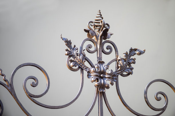 门。生锈的旧铸铁门的细节。图片下载