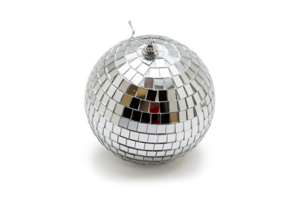 镜子迪斯科球孤立在白色图片下载