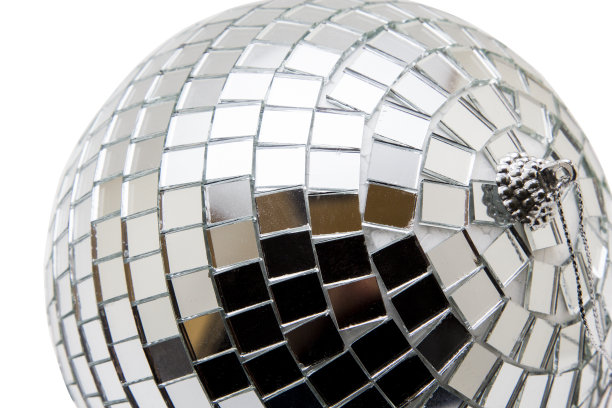 镜子迪斯科球孤立在白色图片下载