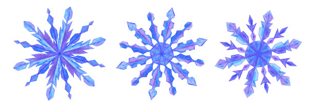 一套雪花，水彩画图片下载