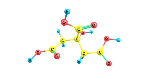白色上分离出柠檬酸分子结构图片下载