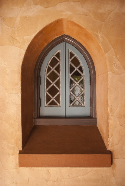 橙色窗口拱门图片下载